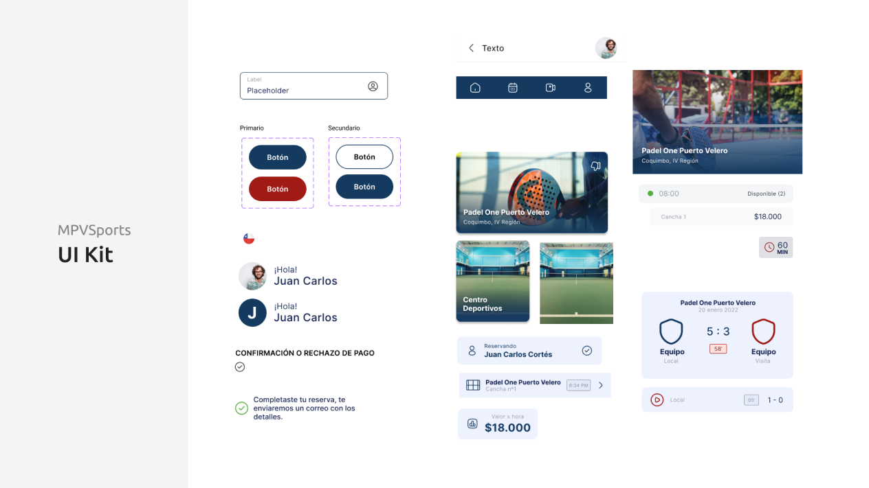 UI Kit propio de MVPSport: botones, inputs y componentes reutilizables